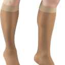 Truform Sheer Compression Stockings, 15-20 mmHg, Women's Knee High Length, 20 Denier, Beige, Medium