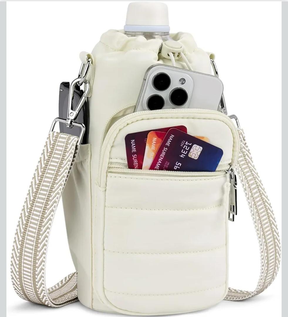 Water Bottle Bag 40 oz Crossbody Holder for Walking Hiking Insulated Carrier Purse with Adjustable Strap