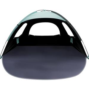 WhiteFang Beach Tent Anti-UV Portable Sun Shade Shelter for 3/4/6/8 Person, Extendable Floor with 3 Ventilating Mesh Windows Plus Carrying Bag, Stakes and Guy Lines (Blackout Shelter-Mint Green)