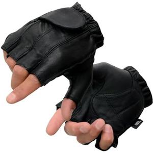 Milwaukee Leather SH442 Men's Black Leather Gel Padded Palm Fingerless Motorcycle Hand Gloves W/Soft ‘Genuine Leather’ ,Size large