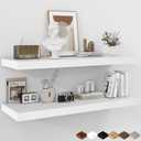 Fun Memories Floating Shelves - 2 Pack 12 Inch Rustic Wooden Wall Shelves - Extra Deeper & Thicker Wall Mounted Storage Shelf for Living Room, Kitchen, Farmhouse - 36" W x 12" D x 1.8" H - White