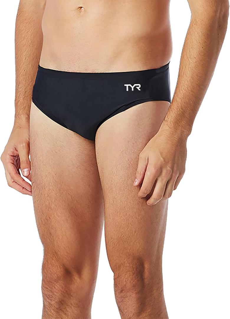 TYR Men's Durafast Elite Racer Brief Swimsuit (26, Black)