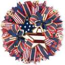 17.7 Inch Patriotic Wreaths for Front Door 4th of July Fourth Garland Memorial Day Wreaths American Flag Independence Day Garland for Indoor Outdoor Door Wall Holiday Decor Home