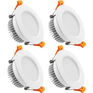 YGS-Tech 4 Inch LED Recessed Lighting Dimmable Downlight, 9W Equivalent to 80W Halogen, 4000K Natural White, CRI80, Ceiling Light with LED Driver (4 Pack)