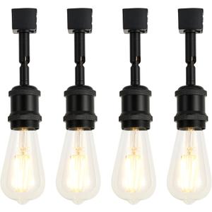 H Type Track Lighting Head to E26 Track Light Heads Modern Pendant Track Lighting Fixtures Ceiling for Kitchen, H Track Lighting Rail System Compatible, 4 Pack (No Bulbs)