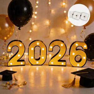 2026 Graduation Decorations Prom Decorations 2026 Black And Gold Graduation Decorations 2026 Light Up Letters 2026 Numbers For Graduation, 8.86 x 6.69 inches
