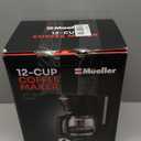 Mueller 12-Cup Drip Coffee Maker - Borosilicate Carafe, Auto-Off, Reusable Filter, Anti-Drip, Keep-Warm Function, Clear Water Level Window Coffee Machine, Kitchen Essentials & Accessories (Black)