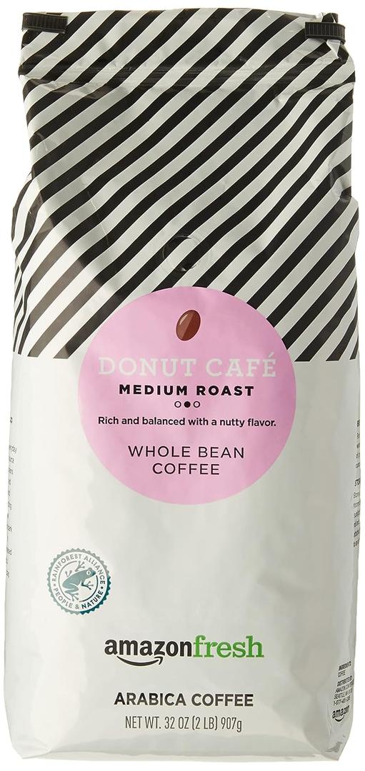 AmazonFresh Donut Café, 100% Arabica Coffee, Medium Roast, Whole Bean, 32 Ounce