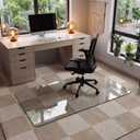 Office Chair Mat for Carpet & Hardwood, Upgraded 30" x 55" Dual Use Tempered Glass Chair Mat for Chair and Footrest Under Desk
