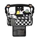 TOPDesign Universal Baby Stroller Organizer, Stroller Caddy with Detachable Mesh Bag & Heightened Insulated Cup Holders & Non-Slip Secure Hooks Accessories, Fits Most Strollers (Checkerboard)