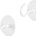 TONLEA 2 Pack Coat Hooks, Adhesive Hooks Wall Mounted, Heavy Duty Metal Wall Hooks for Hanging Coat, Scarf, Hat, Bag, Key, Towel (White)