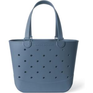 Simple Modern Extra-Large Beach Bag | Waterproof Getaway Rubber Tote with Zipper Pocket for Travel, Pool, Boat, Groceries, Sports | Blue Dune