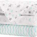 Little Grape Land Muslin Swaddle Blankets 47''x47'' 3 Pack, 100% Cotton Large Size Baby Swaddles for Newborn, Soft Breathable Baby Blankets for Newborns, Green