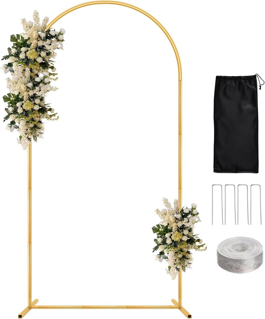 WellSign 6.6FT Metal Wedding Arch Backdrop Stand for Parties, Gold Balloon Arch kit Stand for Baby Shower Gender Reveal Ceremony Birthday Anniversary Bridal Graduation Party Event Decoration