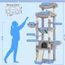 Hey-brother Cat Tree Tower, Scratching Posts with Extra Large Platform and Basket, Specious Condo, 2 Cozy Hammocks, Scratch Board for Indoor Adult Cats, Maine Coon 71.7 inches, Light Gray MPJ080W