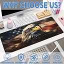 Desk Mat,American Bald Eagle Large Gaming Mouse Pad XL,USA Flag Eagle Desk Pad,Extended Big Computer Keyboard Mousepad with Non-Slip Base and Stitched Edge 31.5"x11.8"