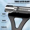 Back Shaver for Men & Women(DIY), Body Hair Trimmer with Foldable Extra Long Ergonomic Handle, Wet Dry Shaving & Safety Razor Technology with 8 Pcs Ultra Sharp Replaceable Blades