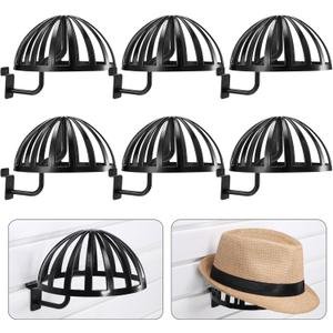 Suzile 6 Pcs Hat Stand for Slatwall Displayer Plastic Hat Rack Wall Mount Wig Rack Stand Holder for Wig Home Display Multiple Hat Retail(Black)