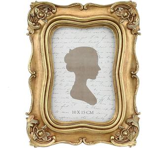 Sunlit Vintage Picture Frame 4x6 Inch, Luxury Antique Photo Frames with Glass Front, Photo Display, Tabletop Wall Hanging, Gift Ideas, Gold