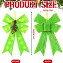 22'' x 15'' Lime Green Bow Christmas Tree Topper with LED String Lights Extra Large Faux Fur Furry Green Christmas Bows for Tree Door Wreath Window Fireplace Stair Railings Decor