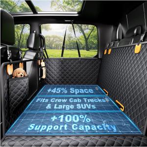 Dog Car Seat Cover for Back Seat, XL Hard Bottom Dog Seat Extender, 800 lb Capacity Truck Back Seat Cover for Dogs, 0.4 in Honeycomb Board, 1.5 in Reinforced Support Straps for Full-Size SUVs & Trucks