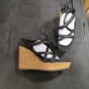 Coutgo Women Platform Wedge Sandals Cork Slingback Wedges Espadrilles Heels Summer Shoes (Black) 8.5