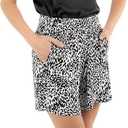 SANDY & SID 2025 Summer Womens Shorts Dressy Elastic Waist Pull On 5 Inch Inseam Pockets High Rise Stretchy Beach Casual Wear (Blue, XXL)