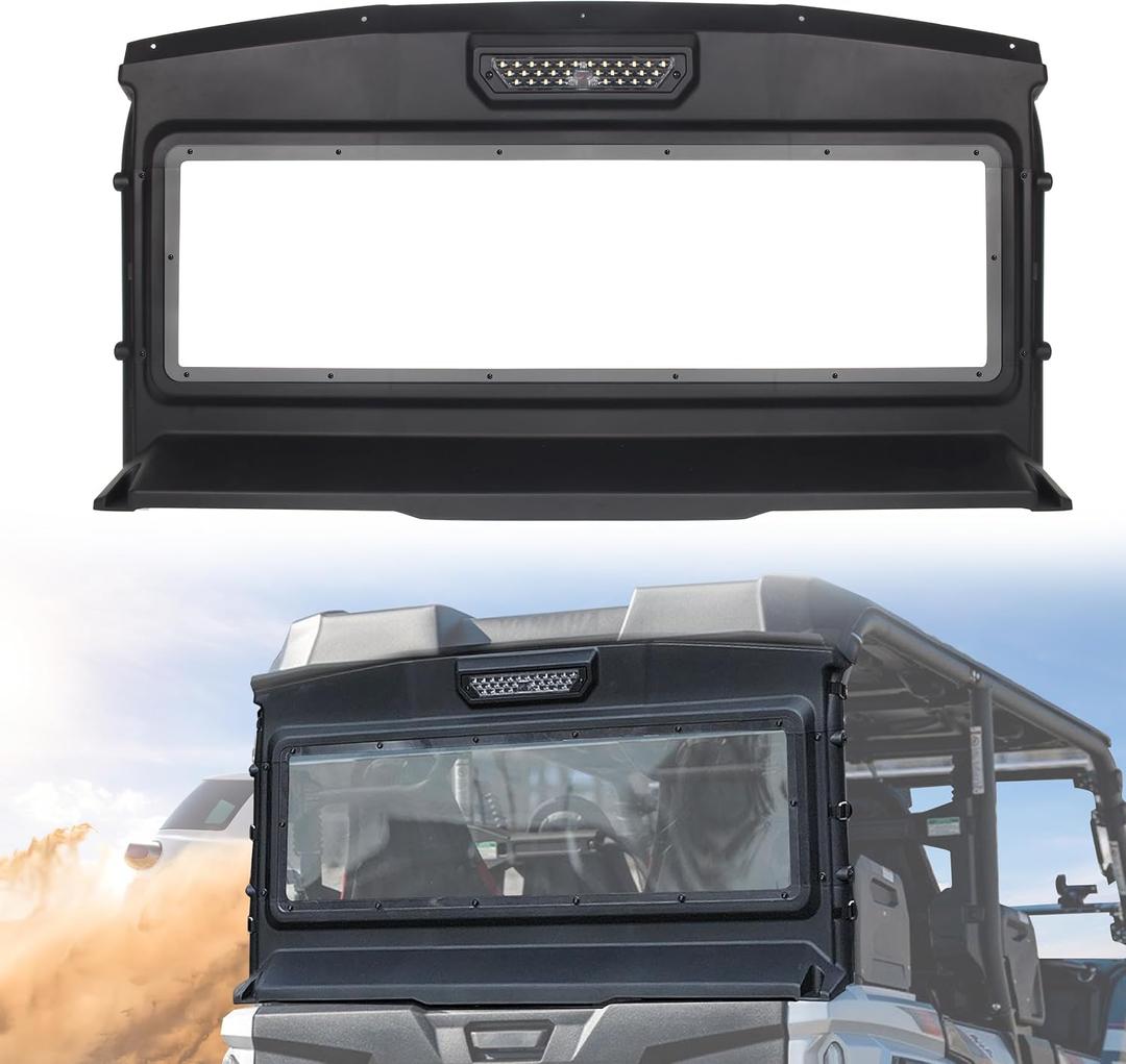 Rear Windshield for RMAX 4 1000, Back Windshield with Led Work Light Compatible with Yamaha Wolverine RMAX4 1000 2021-2025 Accessories Scratch Resistant Dustproof Poly Window