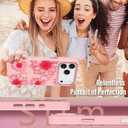 OOK Pink Case Design for iPhone 17 Pro Max Case, Compatible with MagSafe, Cute Sunflower Floral Blooms Design Frosted Shockproof for Women Girls Magnetic Phone Cover - Pink Flower