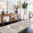 RUUGME Washable 3X8 Runner Rugs - Large Boho Rugs for Living Room Stain Resistant Carpet Vintage Tribal Rugs for Bedroom Kitchen Bathroom Non Slip Backing Home Decor Floor Decoration Mat 3x8 Beige