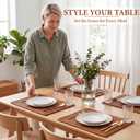 4 Pack Rectangular Rattan Placemats, Natural Woven 19 X 14 Inch
