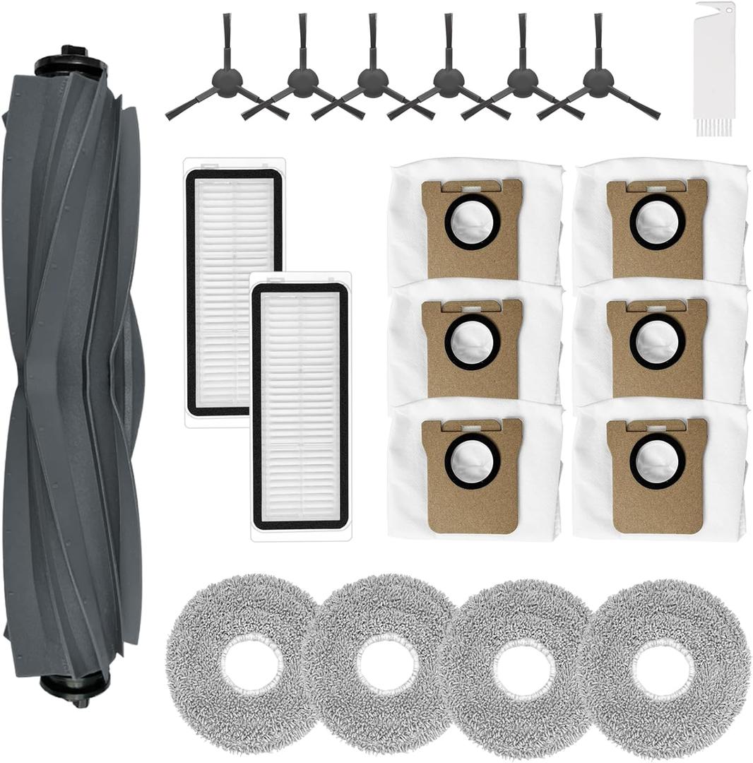 LUZMQ Replacement Parts for Dreame L20 Ultra / L30 Ultra Robot Vacuum Cleaner Accessories Kit,  2 Hepa Filters 4 Mop Pads 6 Vacuum Bags 5 Side Brushes