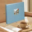 1DOT2 12x12 Inch Large 3 Ring DIY Scrapbook Photo Album Journal with 30 Plastic Sleeves 60 Pages and Fabric Cover for Baby Travel Wedding Anniversary kids Adventure (Cyan Blue Cover/White Pages)