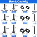 260PCS M3 M4 M5 T Slot Nut Screws Kit, T Nuts and Bolts Assortment Kit for 2020 Series Aluminum Profile, Mlok Screws Nuts Replacement