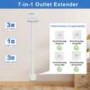 Electrical Outlet Extender Stick, 18"-28" Extendable Power Strip with 180 Rotating Plug, 2 USB-A, 1 USB-C, 3 AC Outlets, Wall Plug Extender for Behind Couch, Sofa, Nightstand