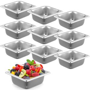 Thenshop 10 Pack Hotel Pans Stainless Steel Steam Table Food Pan Commercial Metal Food Catering Tray Anti Jam for Hotel Restaurant Buffet Party Supplies(Standard,1/6 Size X 2.5 Inch Deep)