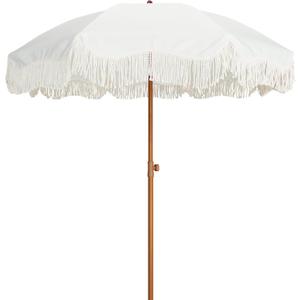  Boho Fringe Umbrella, 6.5ft Outdoor Umbrella with Tassel
Boho Chic Style, UPF 50+ Sun Protection, Steel Pole, Push Button Tilt, Easy to Set Up, for Party Picnic Beach, Antique White