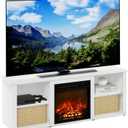 Furinno Classic 60 Inch TV Stand with Fireplace, Solid White