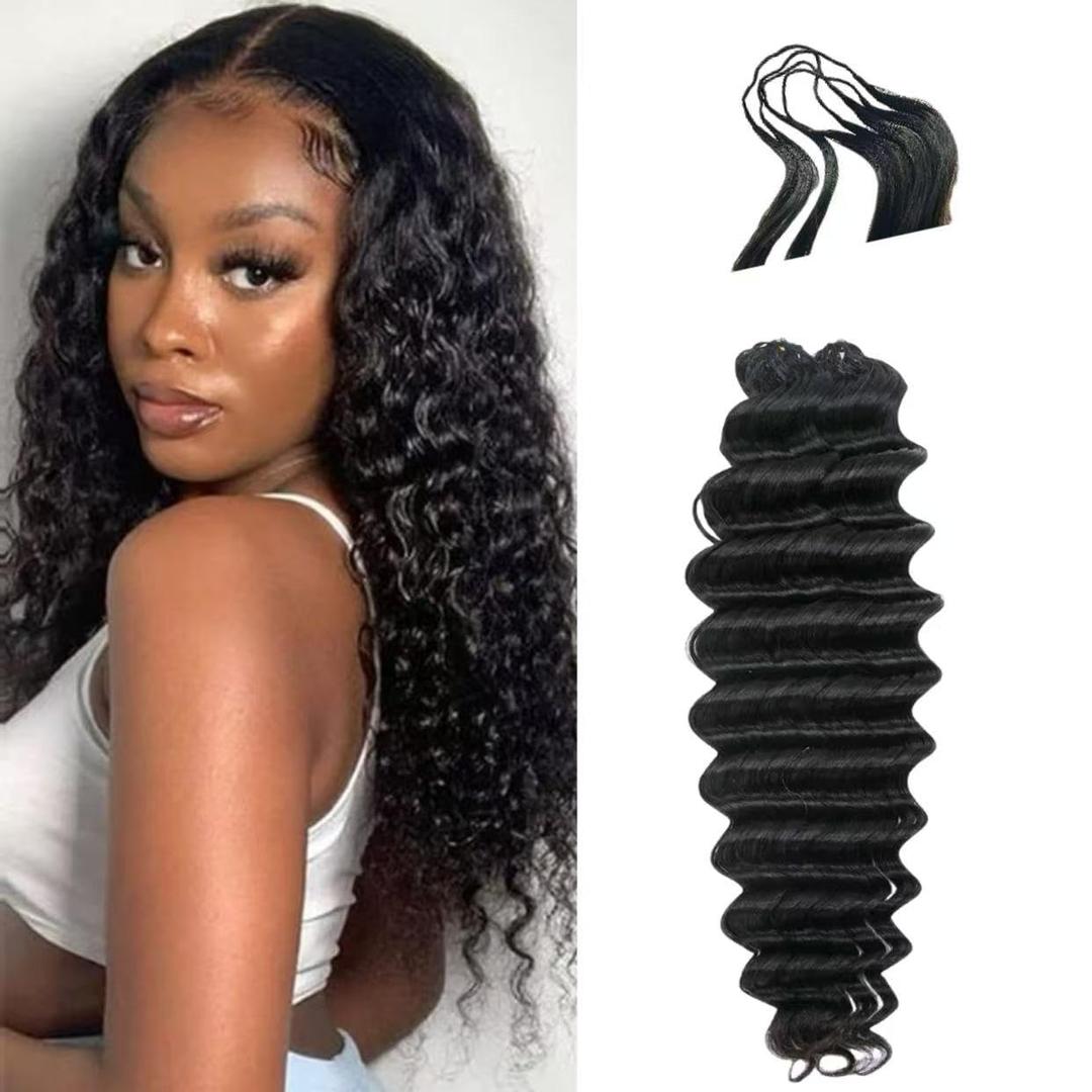 100% Human Hair Deep Wave Knotless Pre-Separated Crochet Hair feather crochet human hair extensions for Women Natural Color 16 Inch 120g
