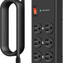 HEZI 8 Outlet Heavy Duty Power Strip, 15Amp Metal Mountable Surge Protector (2700J), Industrial Wall Mount Power Strip for Home, Office, Garage & Workshop, 6FT 14AWG Extension Cord