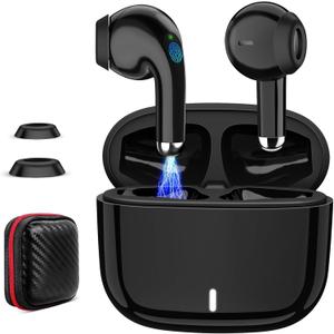 Wireless Earbuds for iPhone 16 15 Pro 14 Plus 13 XR iPad 10th Bluetooth 5.3 Headphones HiFi Stereo Sound Earphones for Google Pixel 9a 8 7 with Mic Noise Cancelling Headset Black