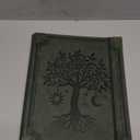 Ovesmusl Leather 3 Ring Binder Fits 8.5"x11" Letter Size Paper, 1 Inch Round Ring Binder Holds 200 Sheets, Notebook Cover Loose Leaf Organizer, Green Tree