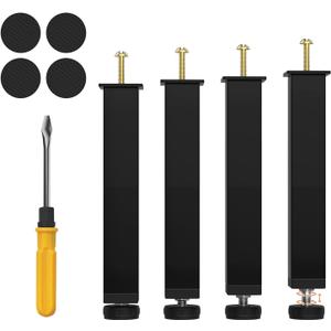 4Pcs Bed Frame Support Legs - Adjustable Metal Center Legs with Anti-Slip & Noise-Free Rubber Pads, Easy to Install for Beds, Slats, Sofa, Cabinets (7.87-8.66 inch)