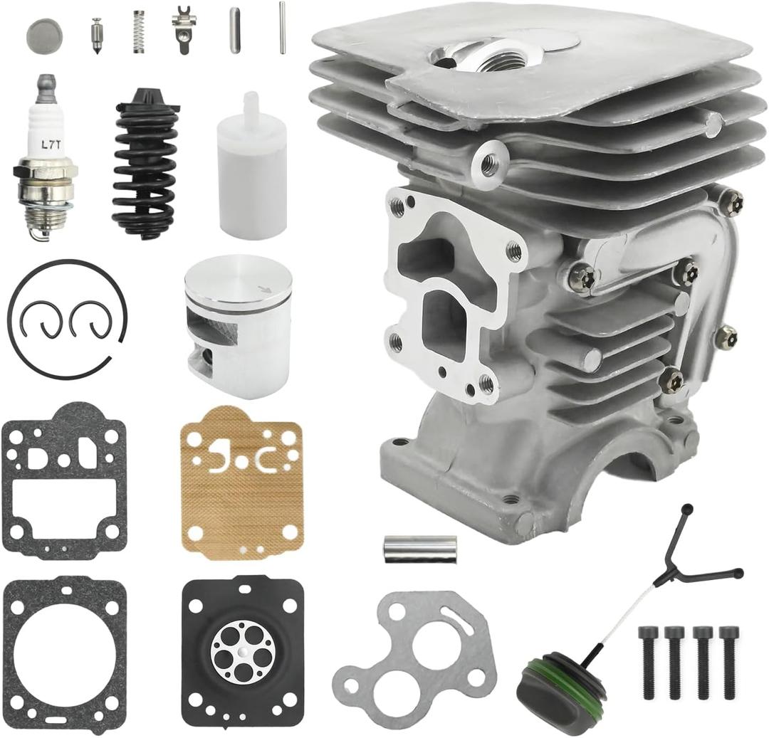 41 mm Cylinder Piston Kit 5047351-01, Replacement for Husqvarna 435 435E 440E 440 II Chainsaw, with Circlip, Cylinder Bolt, Fuel Cap, Fuel Filter, Carb Gasket, Ring, Pin