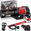 Nilight 3500 lbs ATV Winch 12V Electric Winches With Synthetic Winch Rope Wireless Remote Wired Switch Fairlead Mounting Plate Portable Waterproof Winch for Towing ATV UTV Trailer Truck Jeep Offroad