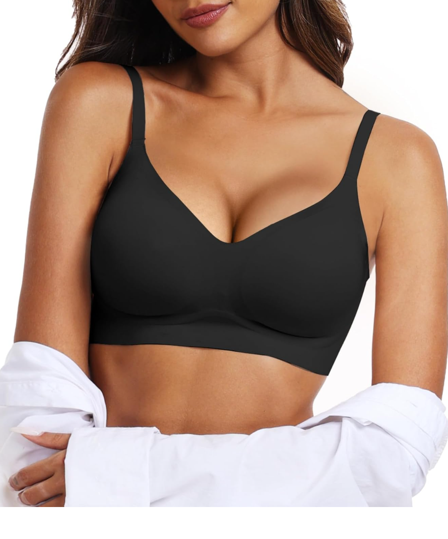 OEAK Womens Wireless Bras Comfortable Push Up Bra No Underwire Bra Full Support Lift Bralette Everyday Seamless Tshirt Bras, L
