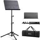 Vekkia Professional Portable Sheet Music Stand - Folding Adjustable Holder, with Carrying Bag, Sturdy for Instrumental Performance, Band & Travel