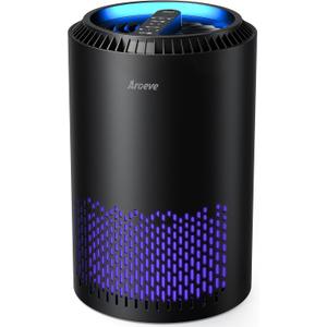 AROEVE Air Purifiers for Bedroom Home, Air Purifier For Smoke Pollen Dander Hair Smell Air Cleaner with Sleep Mode Speed Control For Bedroom Office, MK01- Black