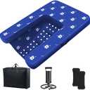 Inflatable Dock Platform, Dog Boat Ramp Floating Non-Slip Oxford and PVC with Water Ramp for Dogs Pool, Dock, Lake with Traction Rope, Manual Air Inflation Pump Dark Blue (4.7ft x 3ft x 6in)