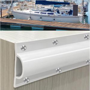 5 Pack Dock Edging White Side Gard, 10 Feet Dock Guard with Heavy Wall Sections for Greater Protection Commercial Grade Double Molded Material (White)
